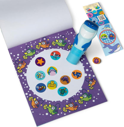 Melissa & Doug Sticker Wow!™ 24-Page Activity Pad and Sticker Stamper, 300 Stickers, Arts and Crafts Fidget Toy Collectible Character – Sea Turtle - for Kids Ages 3+ - FSC Certified