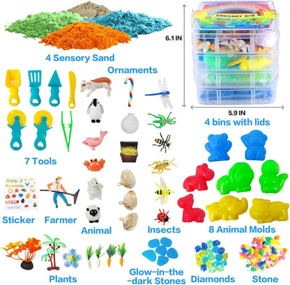 Dino & Ocean Sensory Bin, Dino & Ocean Sensory Toys with Play Sand for Toddlers Boys and Girls,Kids Toys Gift Sand Box for Age 3 4 5 6 7 8