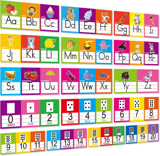 Alphabet Line ABC Number 0-20 Colors and Shapes Wall Decorations for Pre-School Kindergarten Elementary Classroom Nursery Homeschool