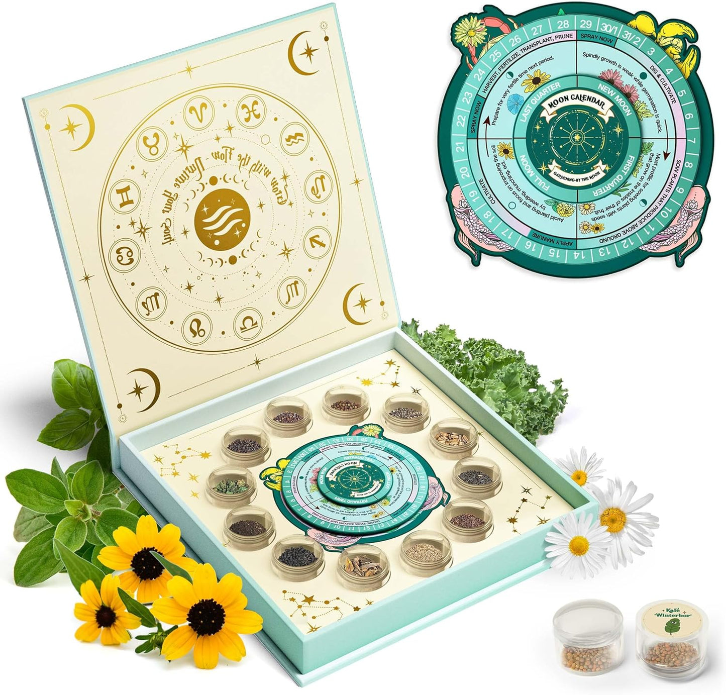Lush&Dew Ancestral Apothecary Medicinal Tea Herb Seed Chest, 36,000+ Non-GMO Survival Seed Kit, Gardening Gifts for Women Men, 40 Types Heirloom Garden Seeds for Planting Herbs, Raised Bed Windowsill
