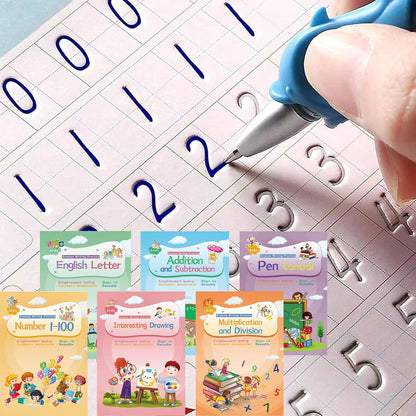ASIGN Magic Ink Copybooks for Kids Reusable Workbooks Writing Practice for Kids Age 3-5-Grooved Writing Books Handwriting Practice Preschool Tracing Books (6)