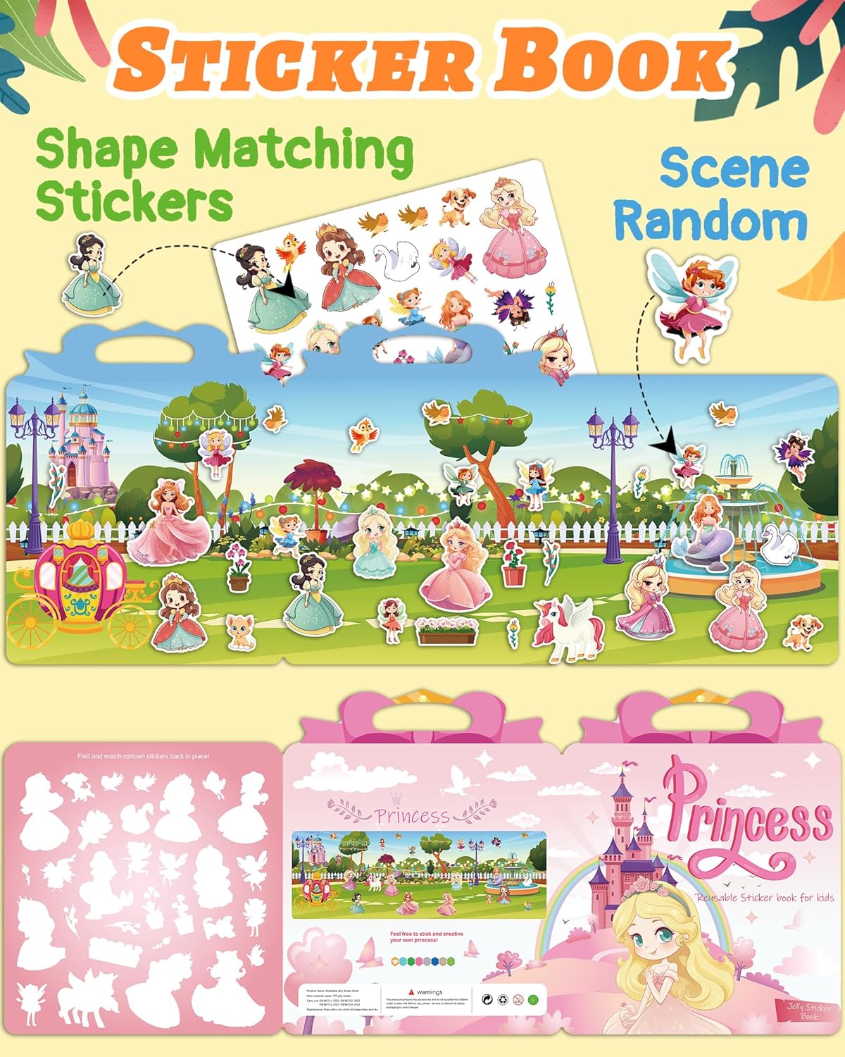 Benresive Reusable Sticker Books for Toddlers, Fun Travel Stickers for Kids, Toddler Sticker Book, Crafts Activities for Toddlers, 3 and Up Birthady Gifts - Vehicle