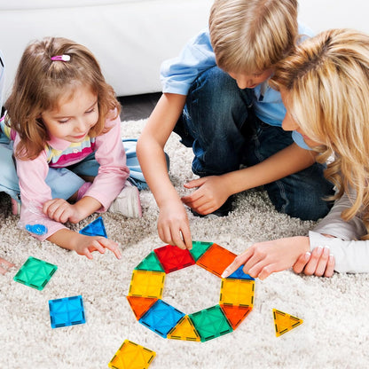 FNJO Magnetic Tiles, 110PCS Magnet Building Set, Magnetic Building Blocks, Construction STEM Learning and Playing Toys for Kids, Montessori Toy for Preschool Boys Girls