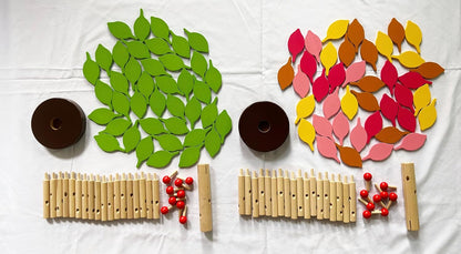Green+Yellow Early Childhood Building Blocks Wooden Assembling Tree Combination Boys and Girls DIY Disassembly Puzzles Educational Toys Home Office Decoration