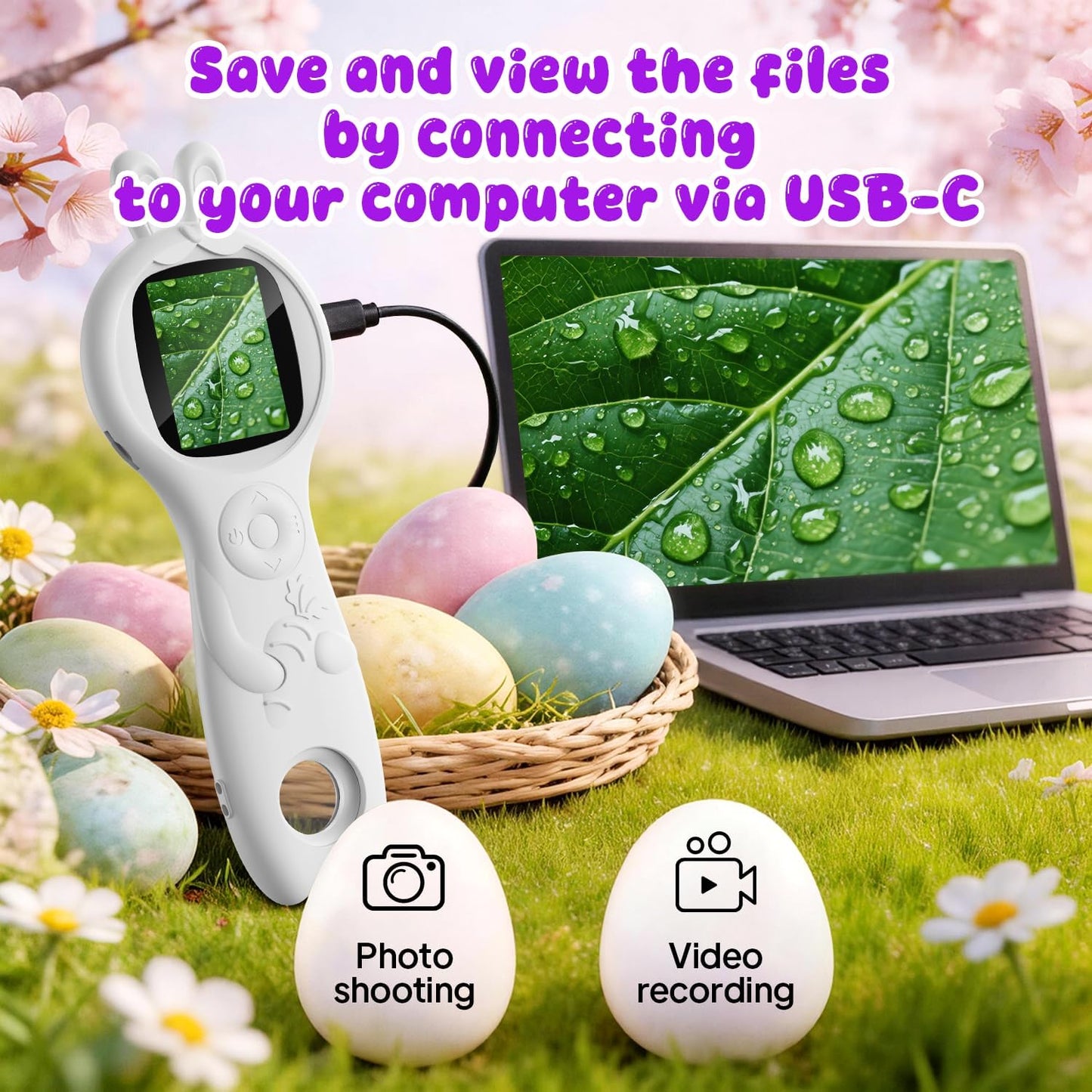 Microscope for Kids - Electronic Handheld Magnifying Glass for Children-STEM Outdoor Science Kit for Summer Travel & Camping Toy,Birthday Gifts Toys for 5-8 9-12 Year Old Girls（Purple）