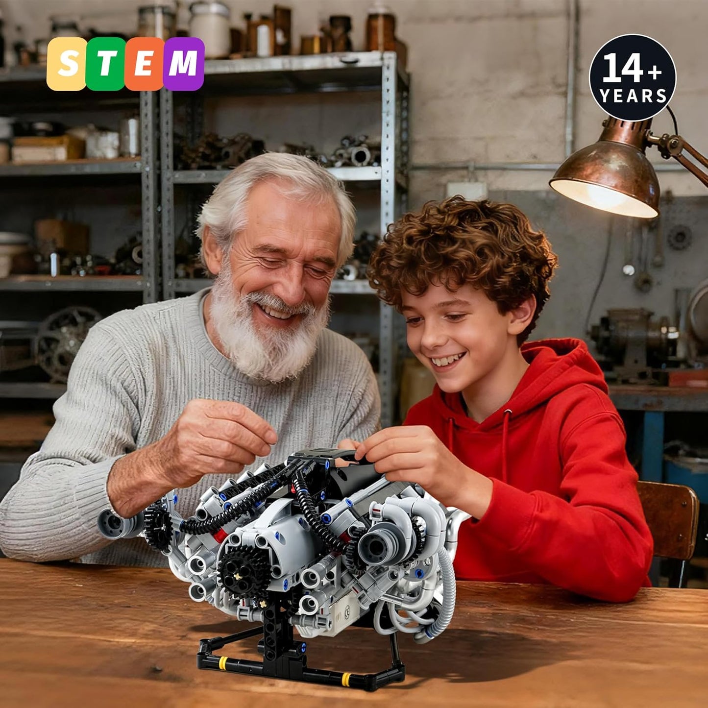 V8 Engine Model Kit that Runs,Visible Building Toys with APP Control, Motor & LED Light, Mini Engine kit for Adults & Boys Kids 14+ Years Old (770PCS)