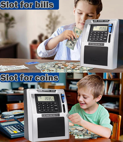 Fishboy Talking Pink ATM Piggy Bank for Kids with Dual Debit Cards, Power-Off Memory, Auto-Opening Drawer for Real Money for Girls, Onekey Shutdown, Bill Feeder, Coin Recognition, Balance Calculator