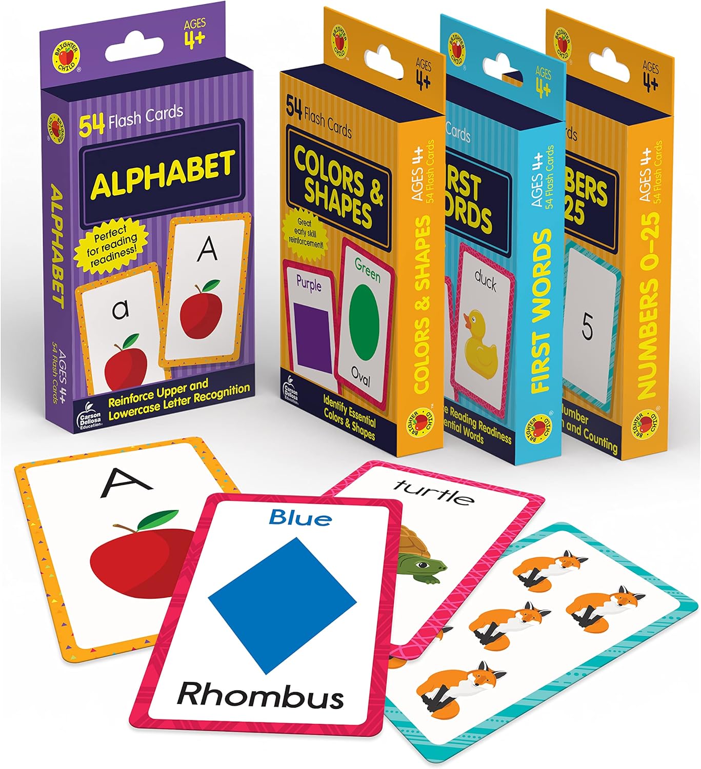 Carson Dellosa Addition, Subtraction, Division, and Multiplication Flash Cards, 4 Sets of Flashcards, Math Games for Kids 8-12, 3rd Grade Mathematics and Up
