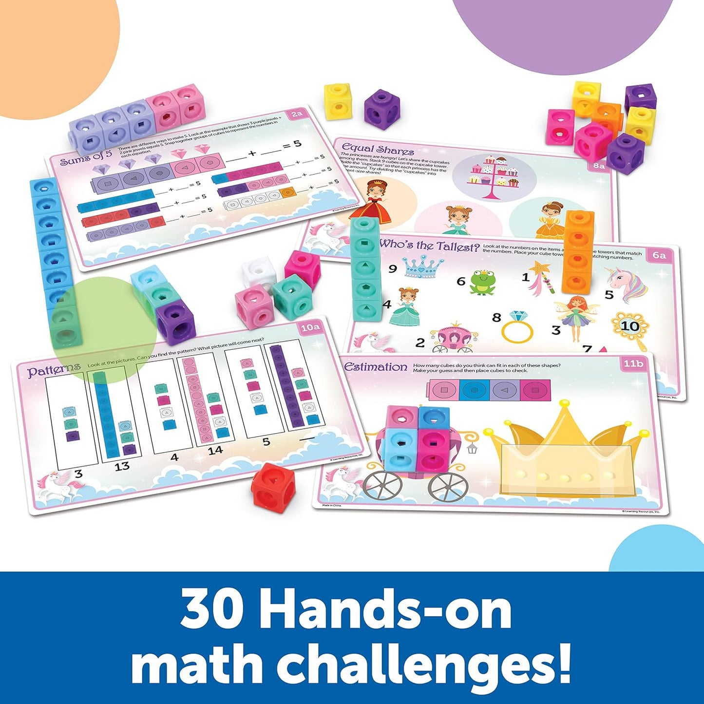 Learning Resources MathLink Cubes Kindergarten Math Activity Set Sea Adventures! - 115 Pieces, Age 5+, STEM Teaching Toys, Kindergartner Games