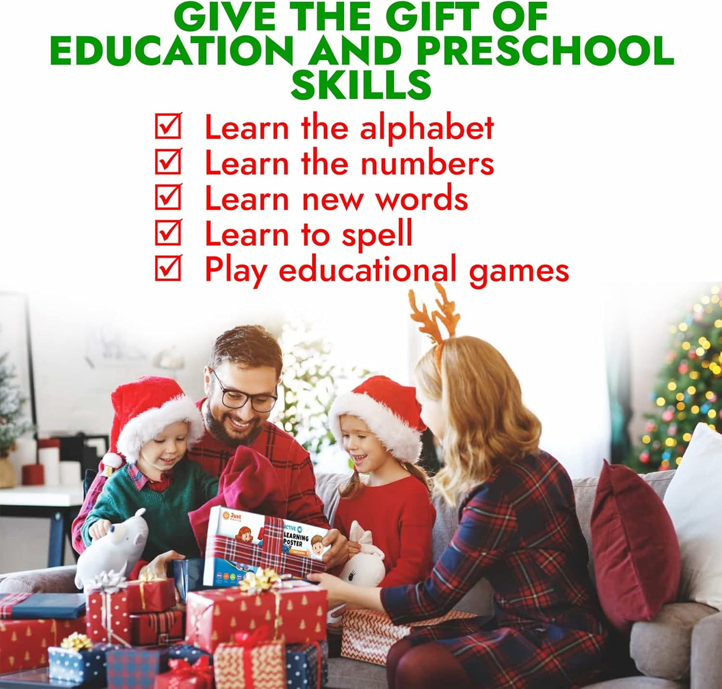 Just Smarty Alphabet Wall Chart for Toddlers 1-3 | ABCs & 123s Kids Learning Toy | Educational Gift for Infant Ages 1 2 3 4 5 | Speech Therapy for Kids 1-3 | Autism Toys for Toddlers 3-4