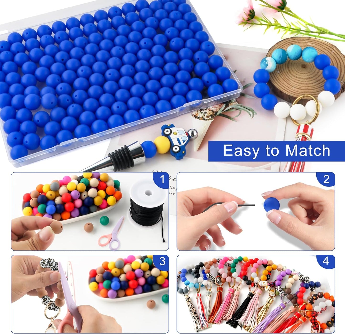 65Pcs 19mm Silicone Beads for Keychain Making Bracelet Necklace, Bulk Round Silicone Beads for Pens（Christmas Green） - Colors A