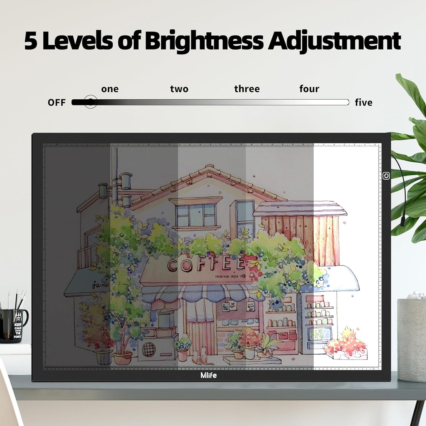 B4 LED Light Pad - Upgraded Diamond Art Light Box Dimmable Tracing Light Board, Sketching, Animation, Drawing Light Box with 4 Fasten Clips