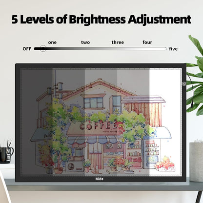 B4 LED Light Pad - Upgraded Diamond Art Light Box Dimmable Tracing Light Board, Sketching, Animation, Drawing Light Box with 4 Fasten Clips