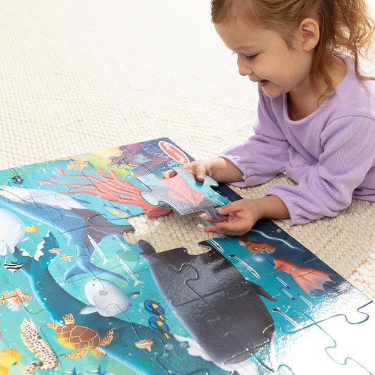 Melissa & Doug Underwater Jumbo Floor Puzzle, 48-Piece Ocean-Themed Jigsaw Puzzle with Sea Animals and Illustrated Guide, 3 x 2 Foot Kids Puzzles for Toddlers Ages 3+