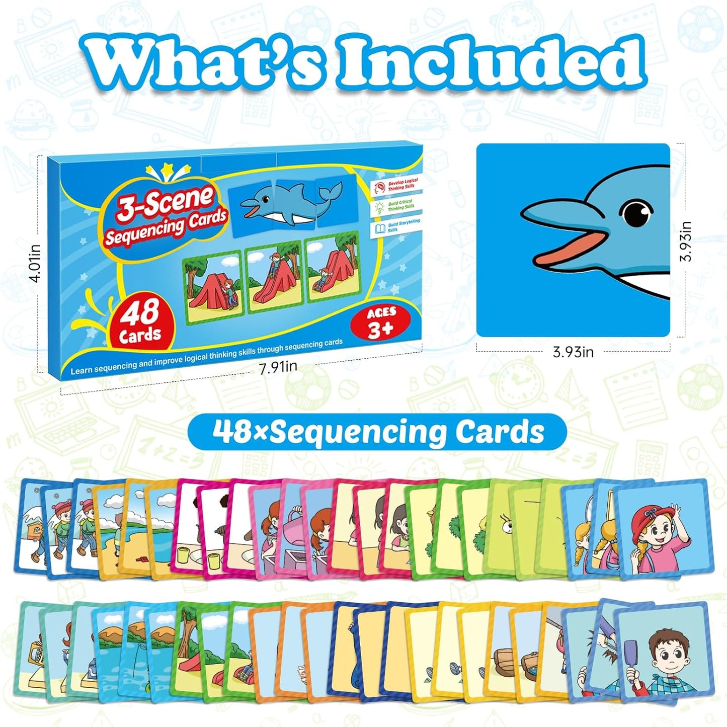 Kasfalci Sequencing Cards, Sequence Game for Kids, Speech Therapy Materials for Autism, Improve Storytelling,Social Skills, Sentence Building, Preschool Learning Activities for Classroom & Homeschool
