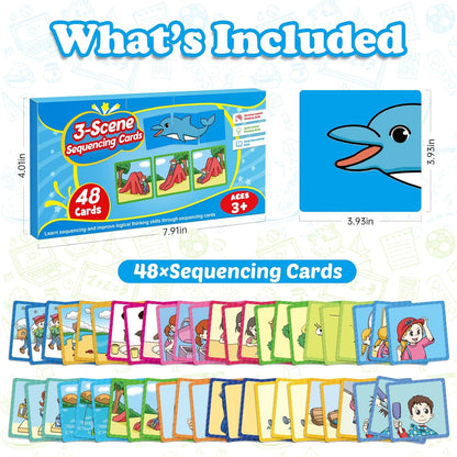 Kasfalci Sequencing Cards, Sequence Game for Kids, Speech Therapy Materials for Autism, Improve Storytelling,Social Skills, Sentence Building, Preschool Learning Activities for Classroom & Homeschool