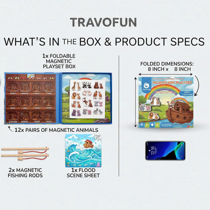 TRAVOFUN Bible Memory Matching Game for Kids - 3-in-1 Magnetic Travel Toy Set with 50 EVA Pieces, Tic-Tac-Toe & Storytime Bingo, Christian Educational Sunday School Games & Church Activities Gift