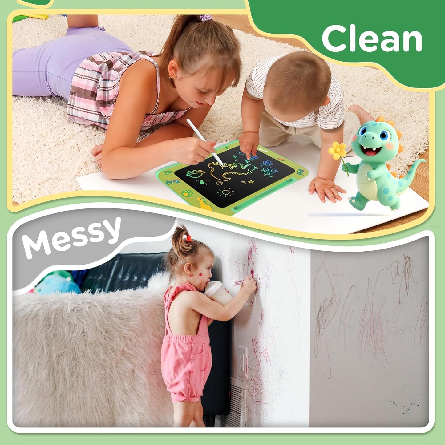 Genialba LCD Writing Tablet for Kids, Colorful Screen Drawing Board for 3-7 Year Old Boys & Girls - Educational Toys for Birthday & Christmas (Penguin)