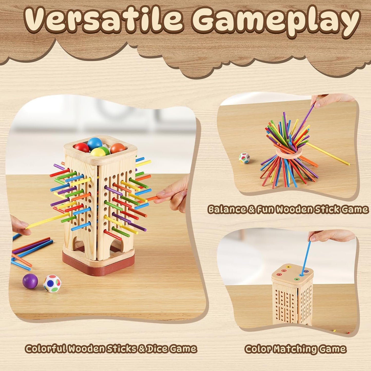 Montessori Game Wooden Board Game, Multiplayer for Kids 4-8, Math Educational, Fine Motor Skill Toy for Girls Boys, Classic Fun Games for Age 3 4 5 6 7 8 Girls Boys Gifts (Storable)