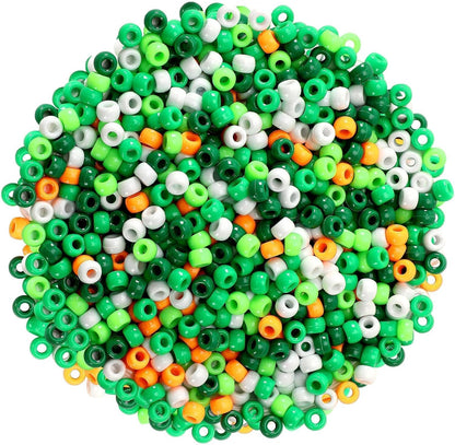 UPINS 1200Pcs Christmas Pony Beads Friendship Plastic Small Hair Beads Red Green White Pony Beads for Necklace Supplies (Christmas)