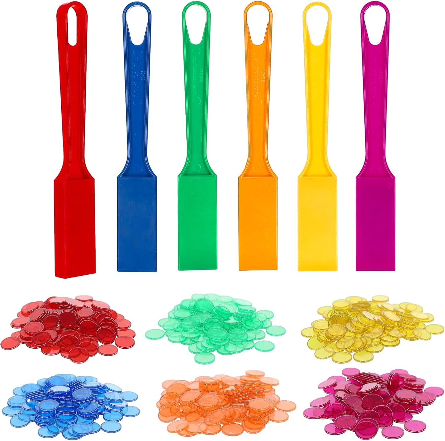 POPULAR PLAYTHINGS Magnetic Bingo Wands with 600 Metal Chips - 6 Colorful Wands Set for Classroom Games, Educational Activities, and Family Bingo Night