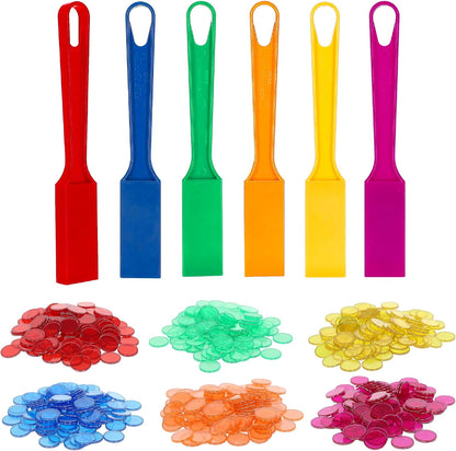 POPULAR PLAYTHINGS Magnetic Bingo Wands with 600 Metal Chips - 6 Colorful Wands Set for Classroom Games, Educational Activities, and Family Bingo Night