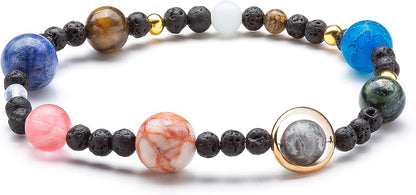 Fesciory Women Solar System Bracelet Universe Galaxy The Eight Planets Guardian Star Natural Stone Beads Bracelet Bangle Gifts