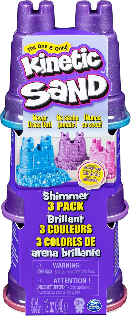 Kinetic Sand Shimmering Sand 3 Pack with Sandcastle Molds