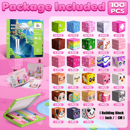 Magnetic Blocks, 150PCS Magnetic Building Blocks, Stacking Magnets for Kids, Sensory Toy for STEM Constructions Magnet Blocks for Girls Age 3+, Christmas Birthday Gifts (Snow Castle)