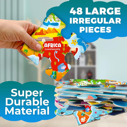 QUOKKA Giant Floor Puzzle for Kids Ages 4-6 – 2x3 Feet Extra-Thick 48 Pieces Toddler Puzzle Ages 3-5 – USA Map Educational Activity for Boys Girls – Premium Box with Sturdy Handle & Magnetic Closure