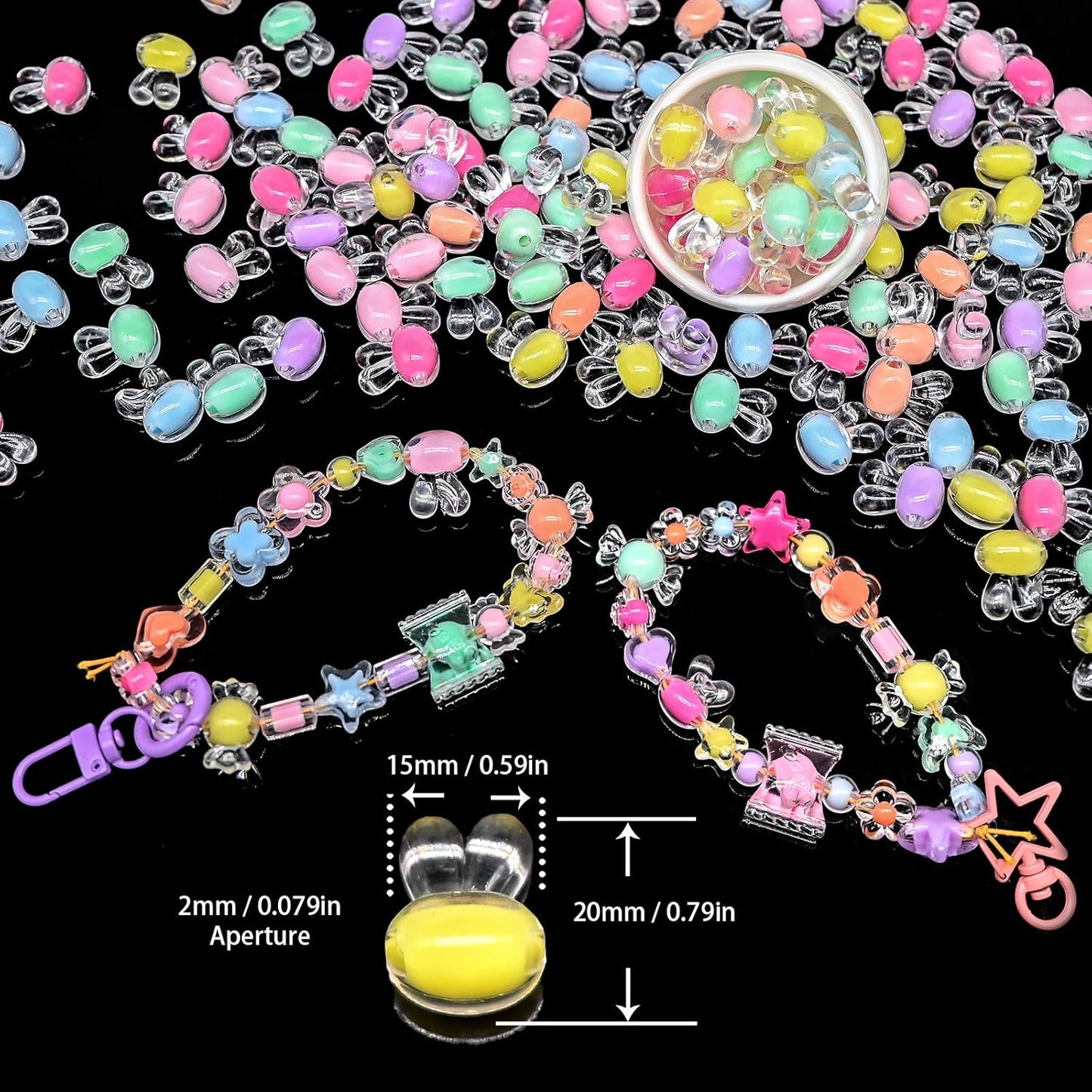 200g+ Candy Bulk Assorted Cute Kandi Beads for Jewelry Making, Bracelet Making Kit, Craft Supplies Charm Beads(Mixed II)