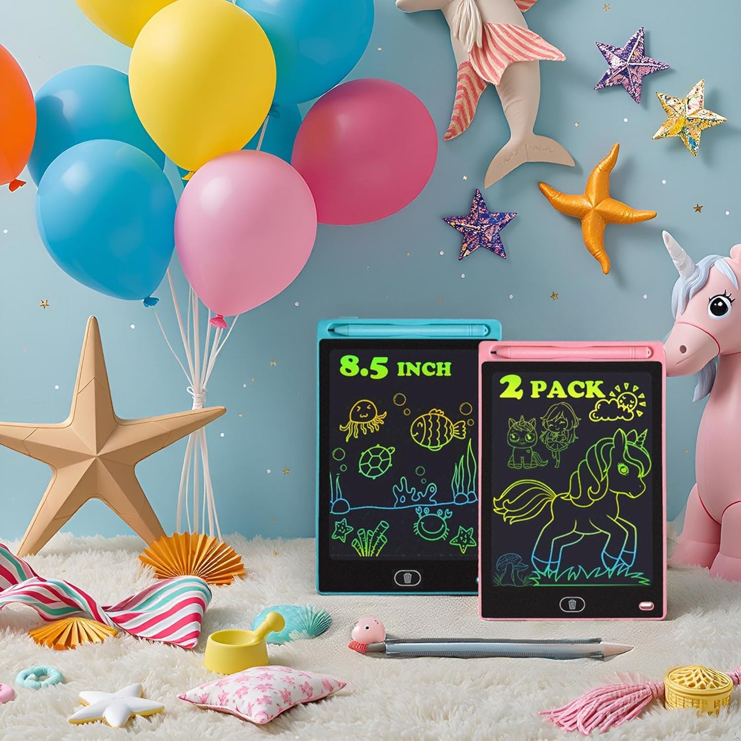 6 Pack LCD Writing Tablet for Kids Toys 8.5 Inch Colorful Doodle Board Bulk, Eye-Protection Drawing Pad Toddler Travel Essentials Toys for 3-8 Year Old Boys Girls, Birthday Xmas Gifts