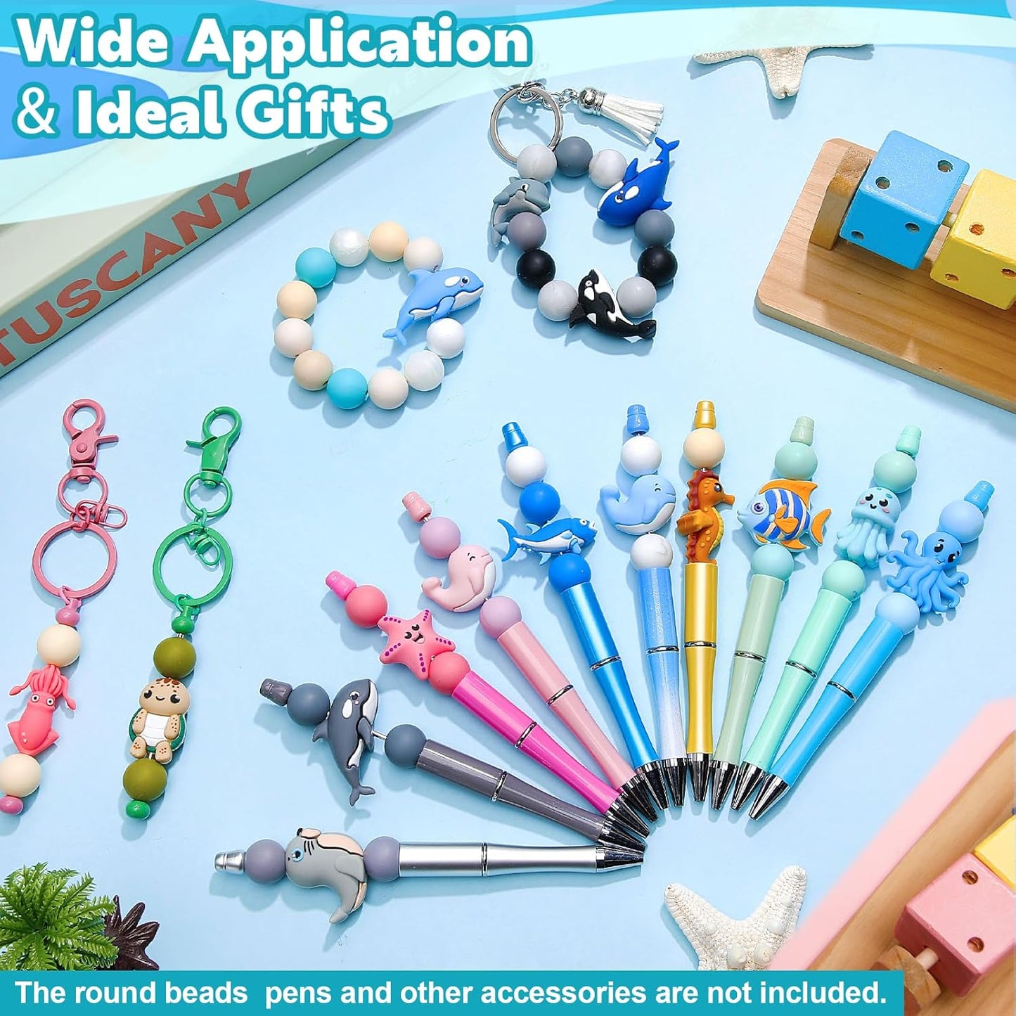 Ferreve 16 Pcs 3D Sports Football Beads Silicone Focal Beads for Keychain Making Pens for Beadable Keychain DIY Crafts Necklace Bracelet Phone Chain Charms Jewelry Making