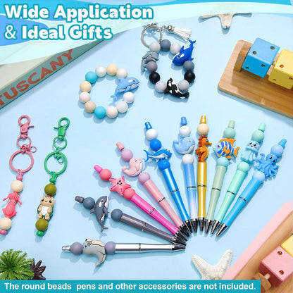 Ferreve 16 Pcs 3D Sports Football Beads Silicone Focal Beads for Keychain Making Pens for Beadable Keychain DIY Crafts Necklace Bracelet Phone Chain Charms Jewelry Making