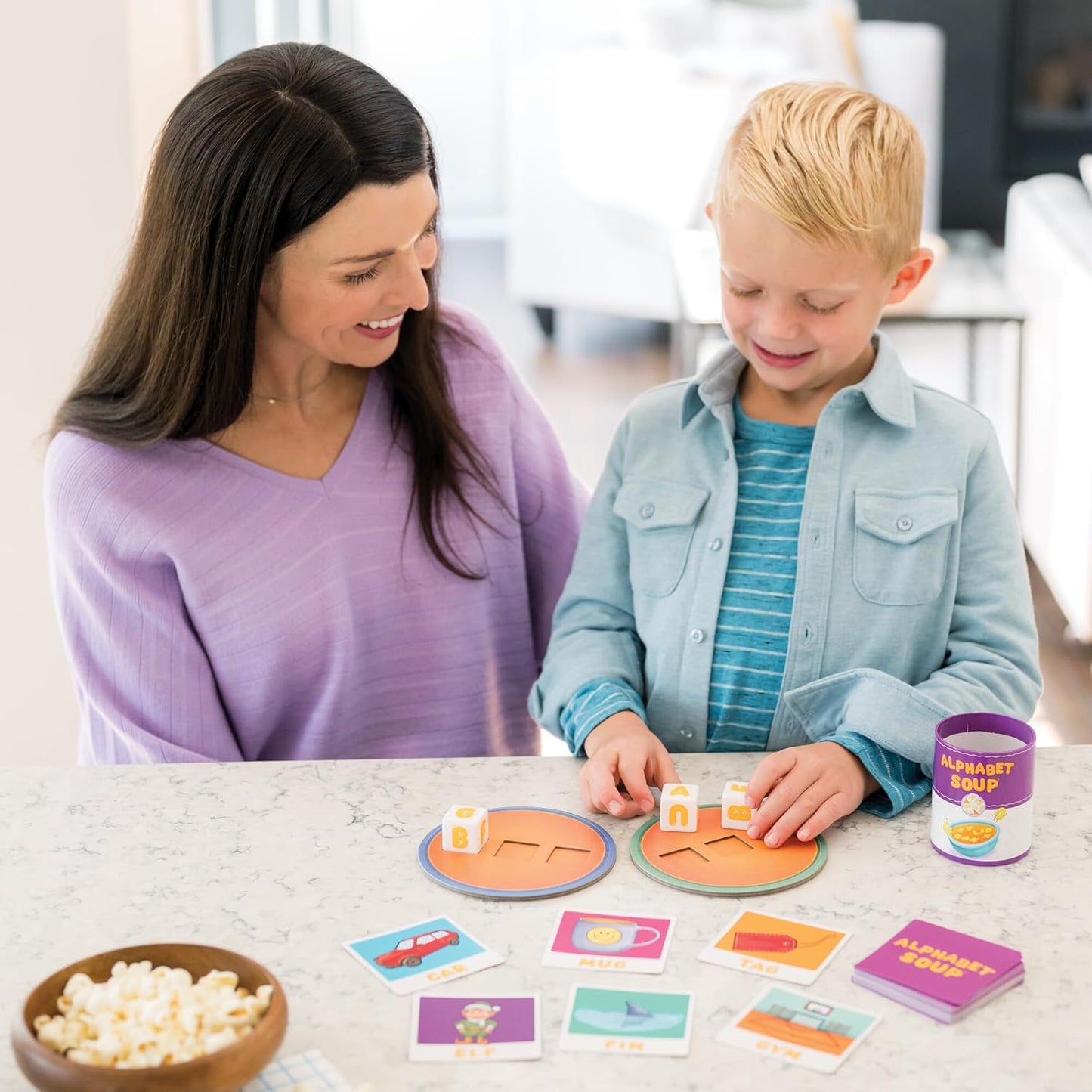 Peaceable Kingdom Alphabet Soup Spelling Game - Educational Boardgame for Kids Aged 3 and Up - Preschool Learning Activities - Kindergarten Learning Games