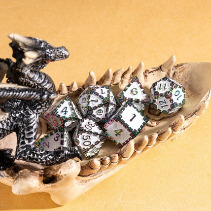 UDIXI Steampunk Metal Dice Set, 7 Die Polyhedral DND Dice Set for D&D Role Playing Game and Math Teaching (Ancient Copper)