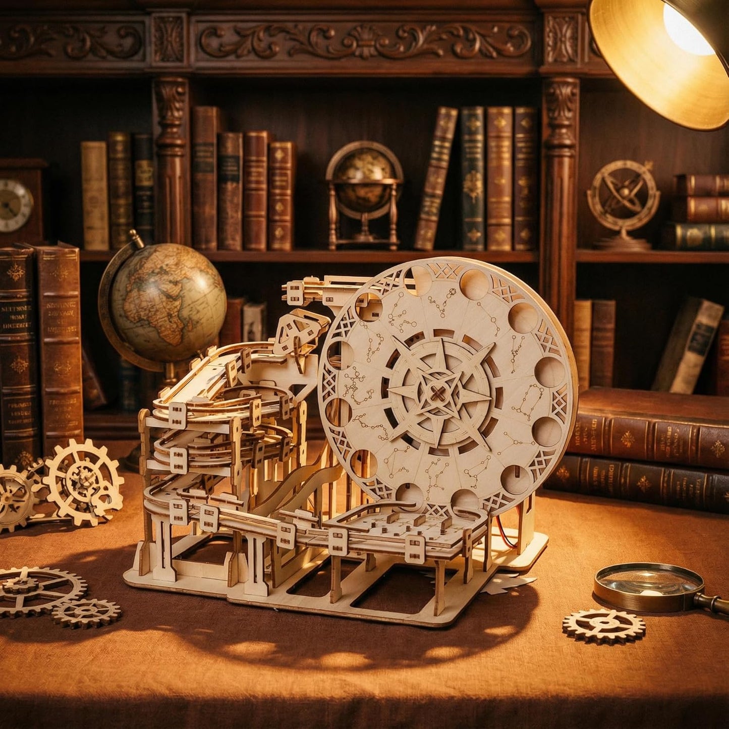 3D Wooden Puzzles for Adults Wood Marble Run to Build Wood disc Creative Mechanical Puzzles Assembly Model Building Kits Perfect Christmas and Birthday Gifts
