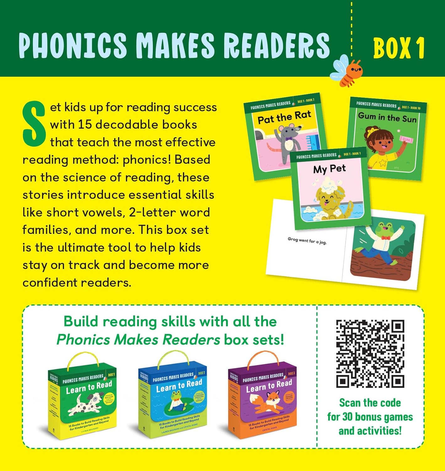 Phonics Makes Readers: Learn to Read Box 1: Build Reading Skills for Back to School