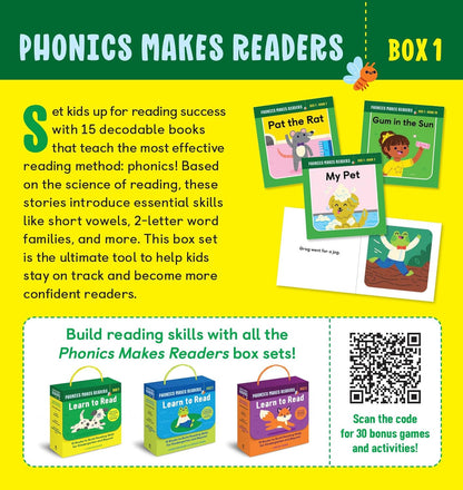 Phonics Makes Readers: Learn to Read Box 1: Build Reading Skills for Back to School