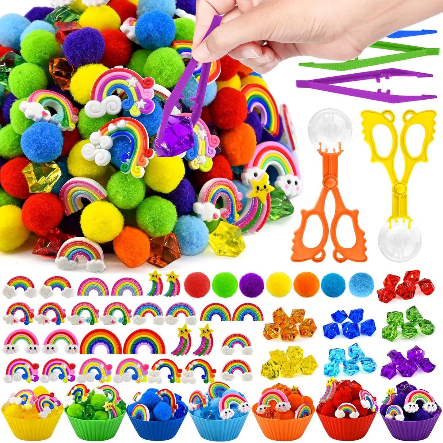 270 Pcs Numbers and Letters Sensory Bin Items Back to School Counting Sorting Sensory Bin Filler Fine Motor Numbers and Letters Geometric Figure Counts for Easter Spring Summer Sorting