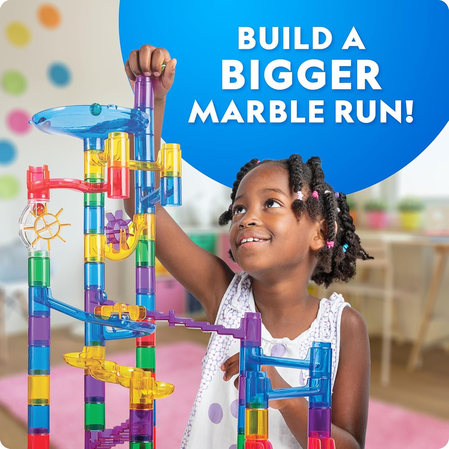 NATIONAL GEOGRAPHIC Glowing Marble Run – Construction Set with 15 Glow in The Dark Glass Marbles & Storage Bag, STEM Gifts for Boys and Girls, Building Project Toy (Amazon Exclusive)