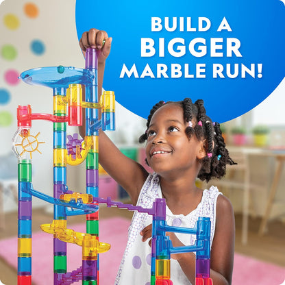NATIONAL GEOGRAPHIC Glowing Marble Run – Construction Set with 15 Glow in The Dark Glass Marbles & Storage Bag, STEM Gifts for Boys and Girls, Building Project Toy (Amazon Exclusive)