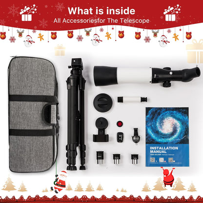 FREE SOLDIER Telescope for Kids 70mm Aperture Astronomical Refractor Telescopes for Beginners (15X-150X) 300mm Telescope for Adults High Powered with A Phone Adapter & A Wireless Remote (White)