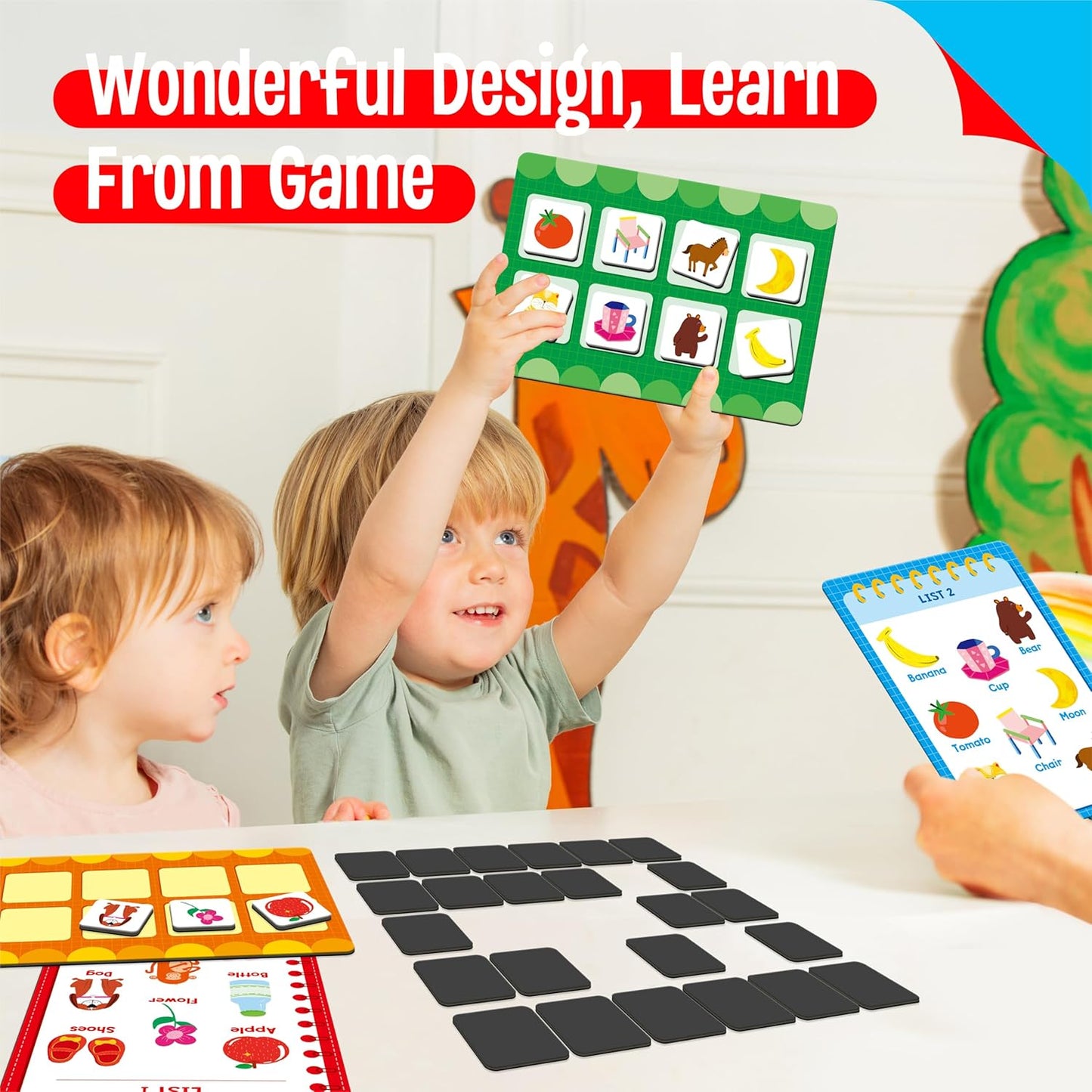 Magnetic Shopping List Game, Funny Spanish Groceries Matching Memory Game, Race to Collect Your Items Educational Toy for Boys & Girls at Home