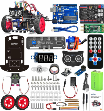 OSOYOO Model 3 Robot Car DIY Starter Kit for Arduino,Educational Motorized Robotics, Remote Control App, Learning How to Code, IOT Mechanical Coding for Teens and Adults