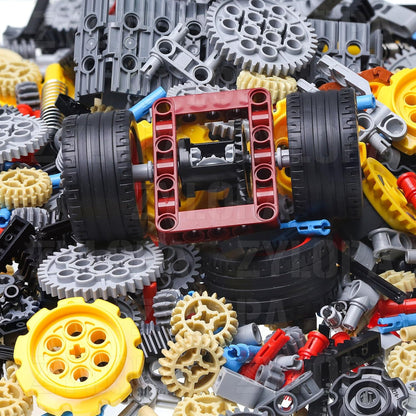 854pcs Technic Parts and Pieces Set: Gears, Axles, Pins, Connectors, Differential, Tracks, Shock Absorbers, etc. Compatible with Major Brands. Toy Building Block for MOC Technical Accessories kit.