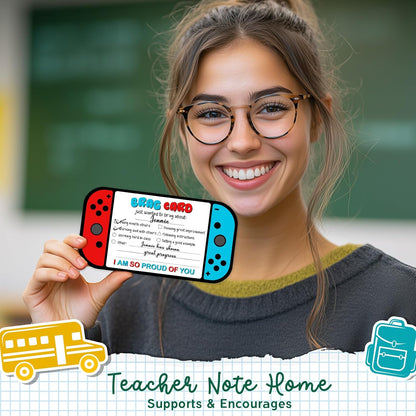 LOVEDMORE Video Game Theme Positive Brag Card, Teacher Mail for Elementary Classroom Must Have Rewards to Students, Elementary Teacher Supplies