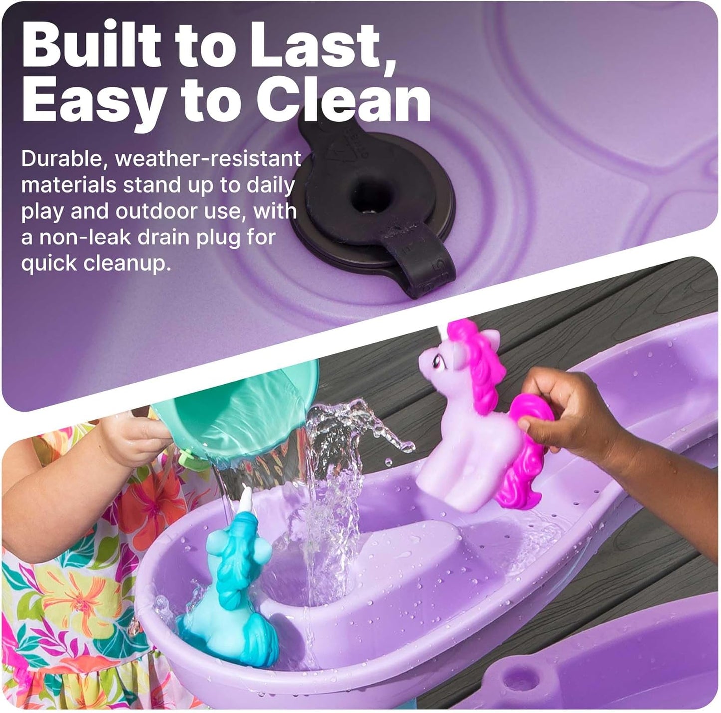 Step2 Rain Showers Splash Pond Water Table with Cover, Kids Water and Sand Activity Sensory Playset, Summer Outdoor Toys, 13-Piece Water Toy Accessories, For Toddlers 1.5+ Years Old, Blue & Green