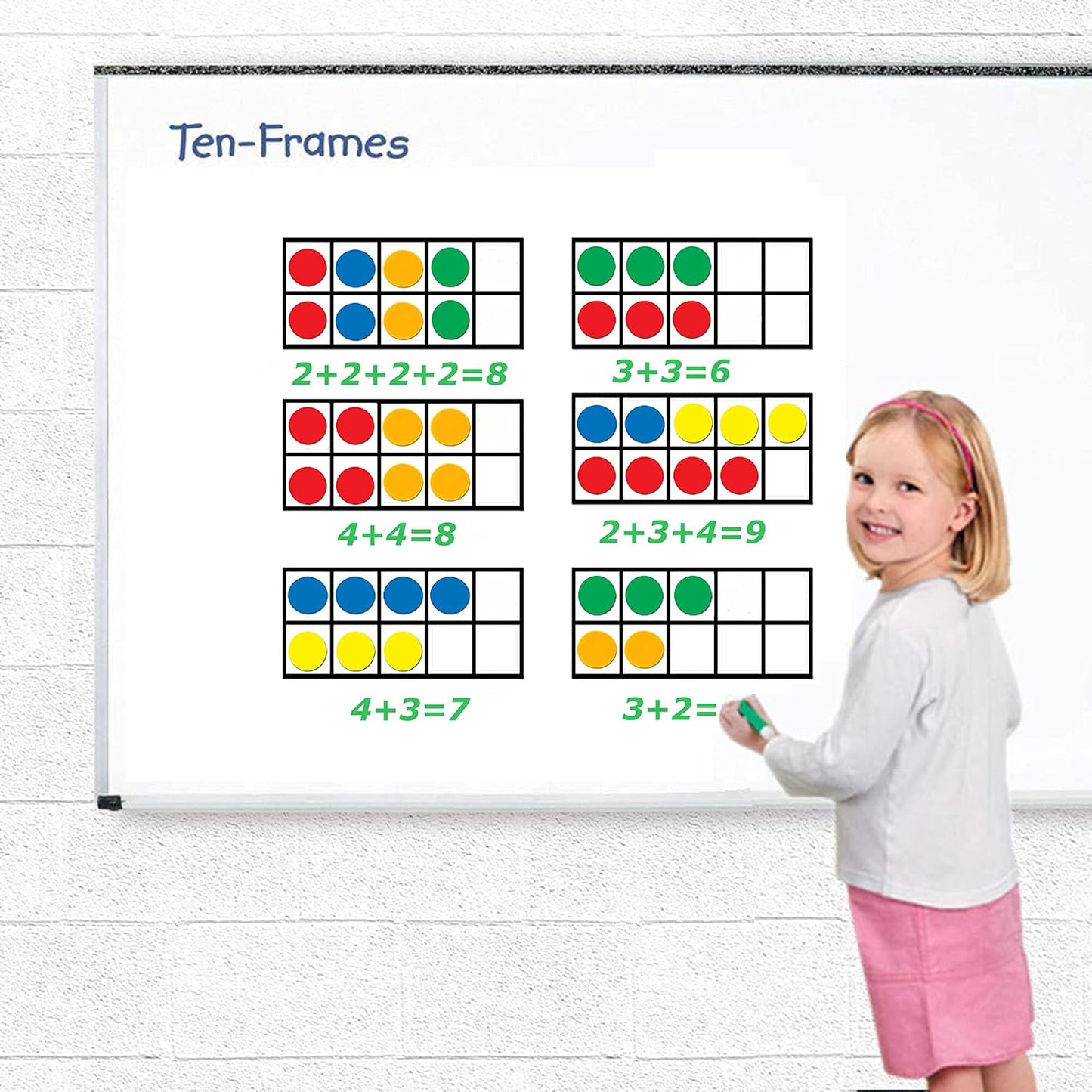 BAIVYLE Foam Magnetic Ten Frame Set for Toddlers - 5 Ten Frames with 55 Magnetic Counters | Math Manipulative for Addition, Subtraction & Number Sense | Classroom & Homeschool Supplies