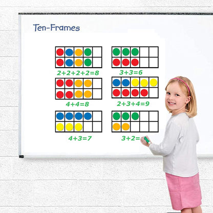 BAIVYLE Foam Magnetic Ten Frame Set for Toddlers - 5 Ten Frames with 55 Magnetic Counters | Math Manipulative for Addition, Subtraction & Number Sense | Classroom & Homeschool Supplies